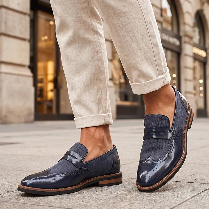 Everett - Leather Woven Brogue Loafers