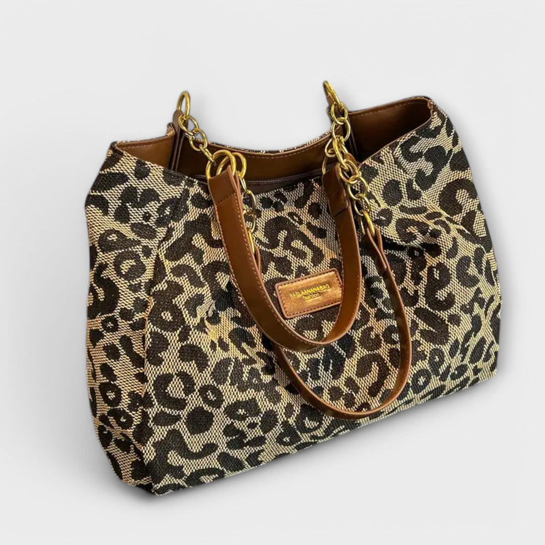 Via - Leopard Print Canvas Tote Bag