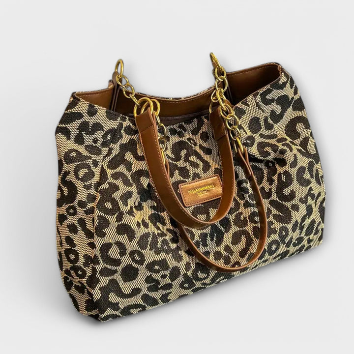 Via - Leopard Print Canvas Tote Bag
