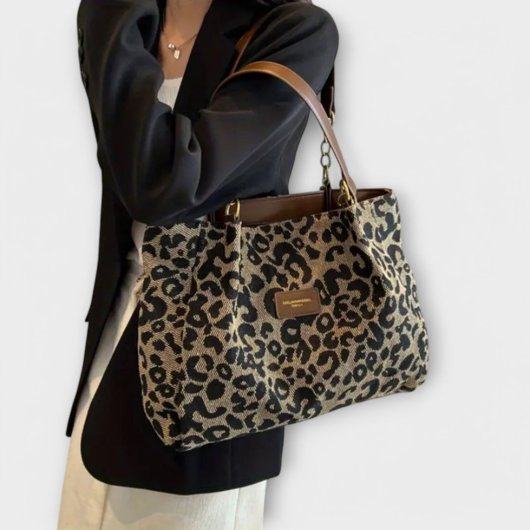 Via - Leopard Print Canvas Tote Bag