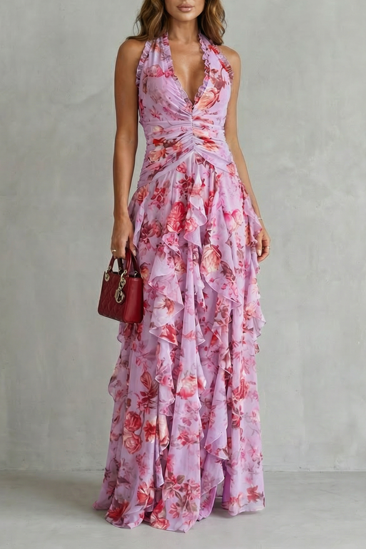 Rosalinda – Florales Neckholder-Maxikleid