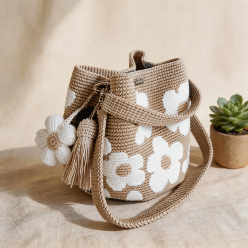 Livia - Handmade Crochet Floral Tote Bag