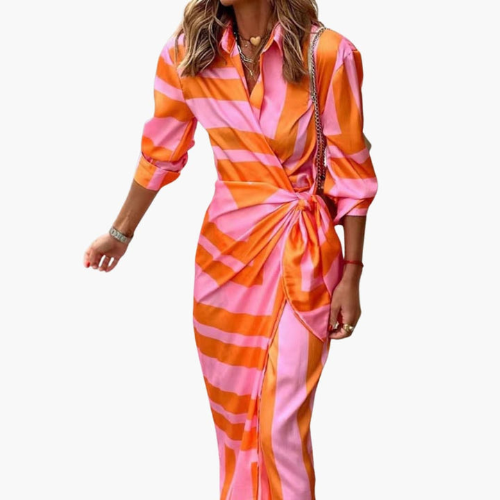 Clarissa | Gestreiftes Midi-Hemdkleid