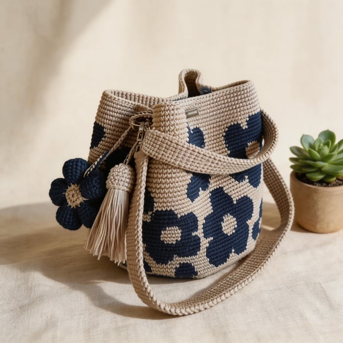 Livia - Handmade Crochet Floral Tote Bag