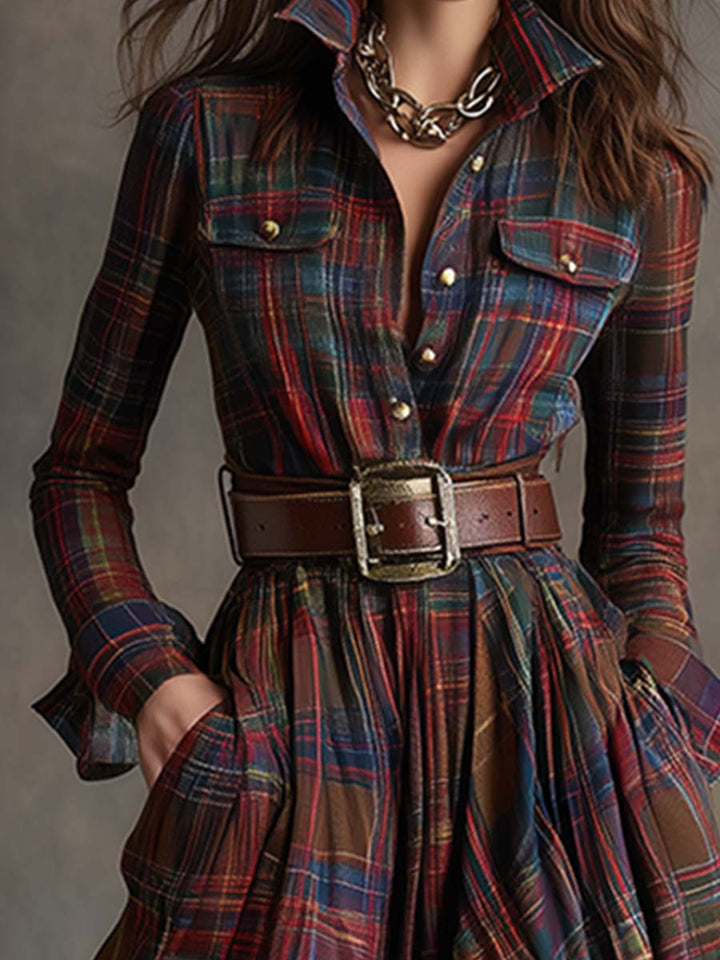 Giana - Plaid Maxi Shirt Dress