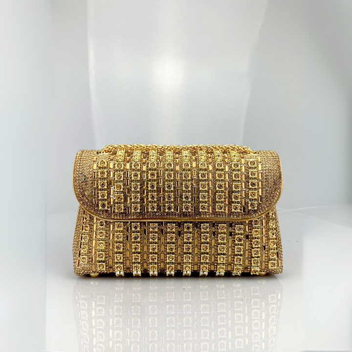 Lenny – Chic Chain Shoulder Bag with Colored Diamonds