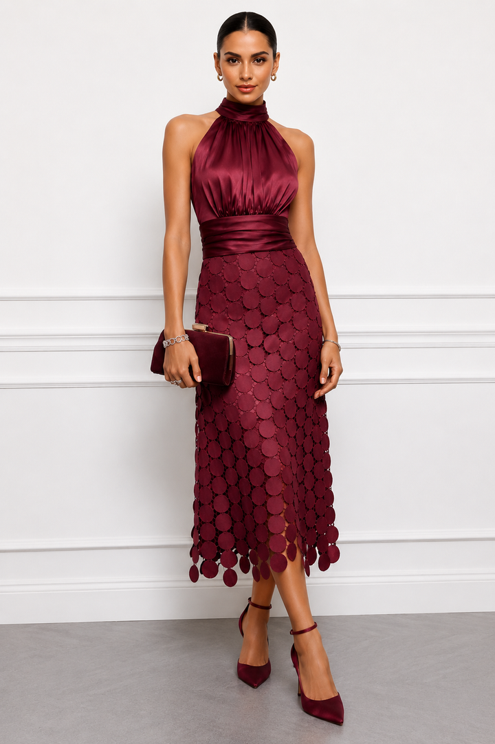 Amanda - Elegant Halter Midi Dress