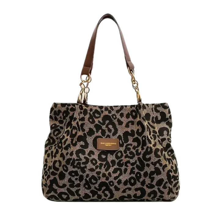 Via - Leopard Print Canvas Tote Bag