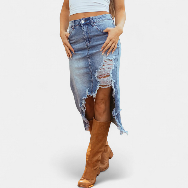 Blake - Relaxed High-Waist Denim Maxi Skirt