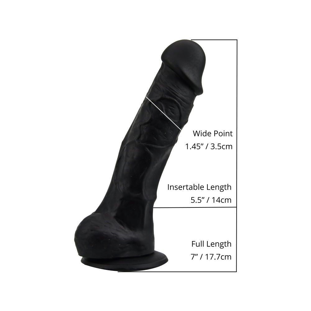 Realistische dildo met balzak zwart- 7 inch
