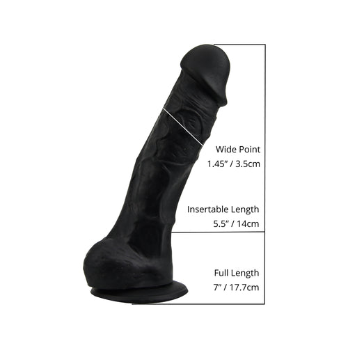 Realistische dildo met balzak zwart- 7 inch