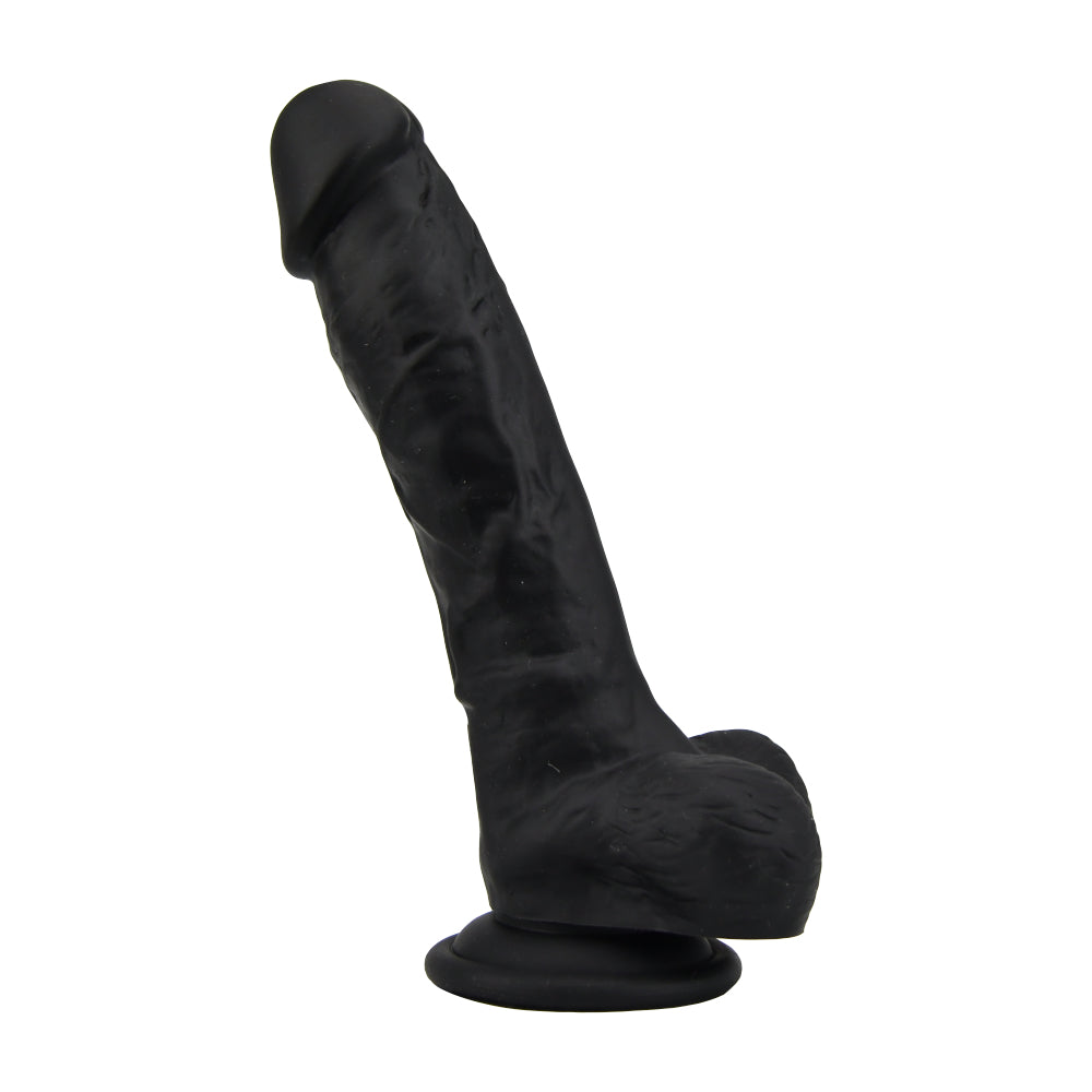 Realistische dildo met balzak zwart- 8 inch