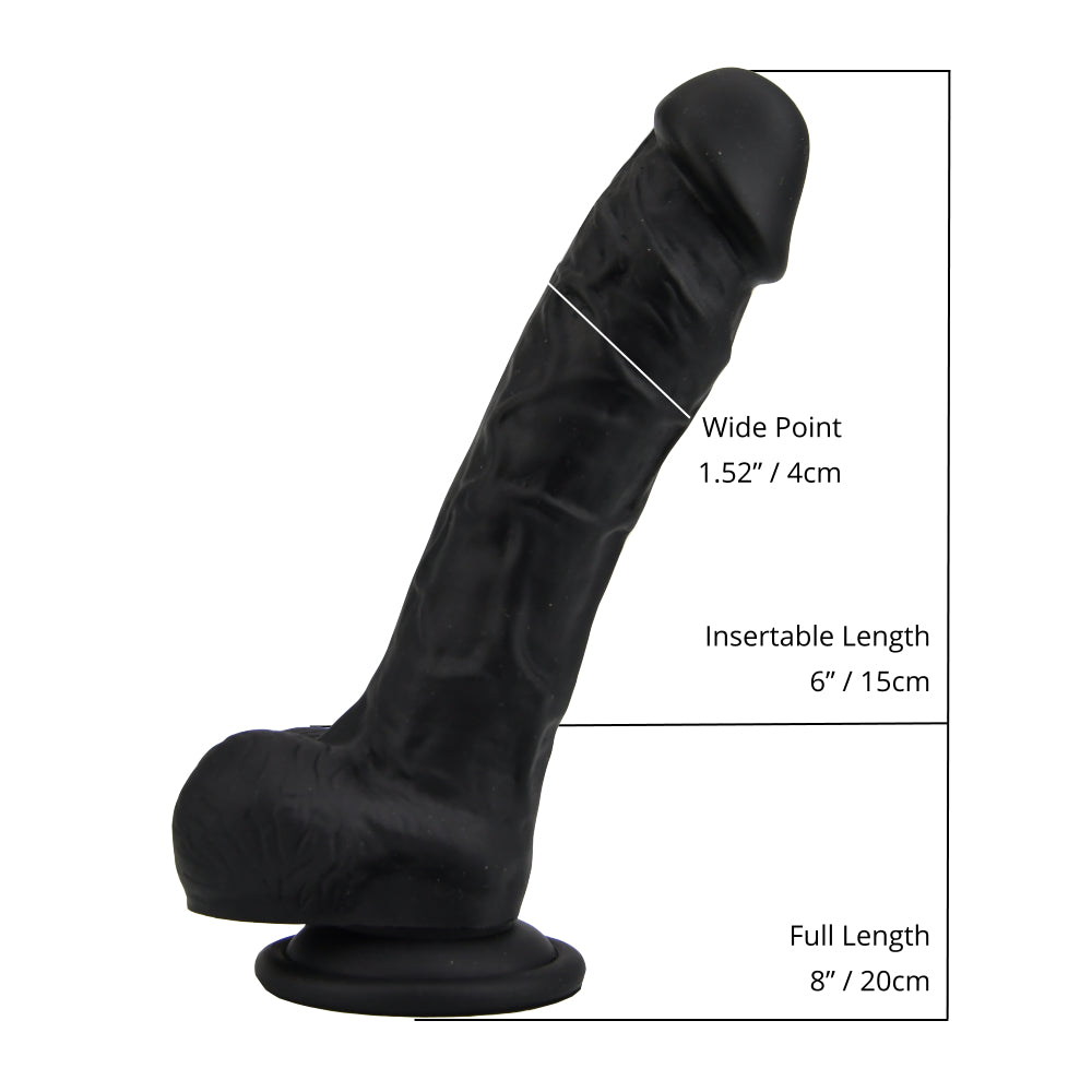 Realistische dildo met balzak zwart- 8 inch