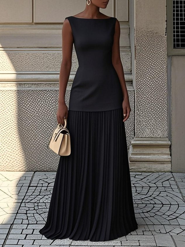 Kamille – Sleeveless Pleated Maxi Dress