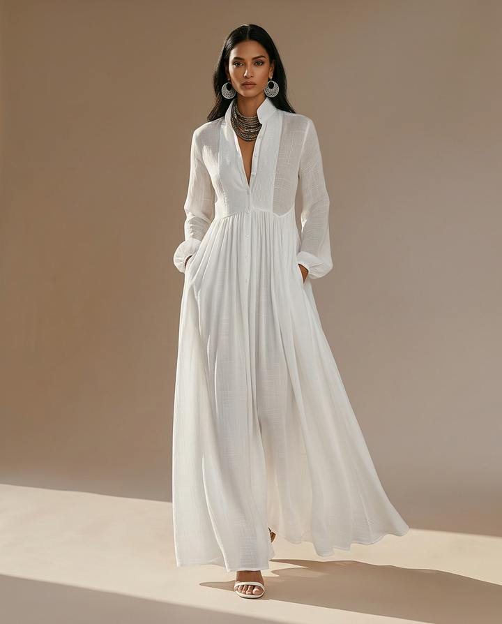 Becky – Trendy Linen Maxi Dress