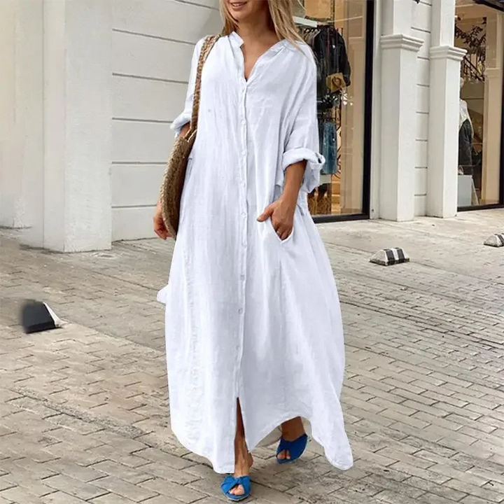 Lena - Übergroßes Leinen-Hemdkleid