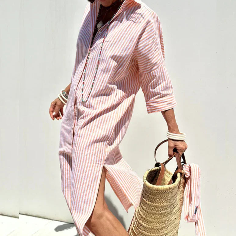 Lena - Classic Striped Shirt Dress