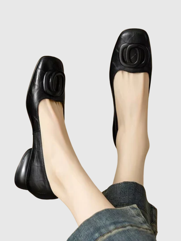 Erin - Leather Square-Toe Flats