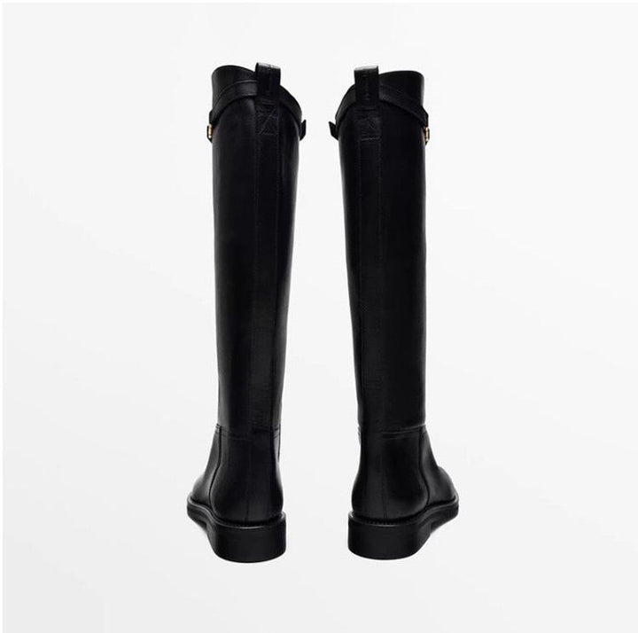 Laiza – Minimalist Block Heel Boots with Chic Buckle Detail