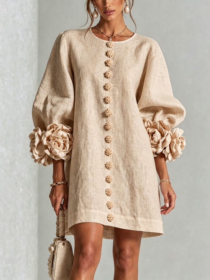Imarie - Floral Cuff Mini Dress