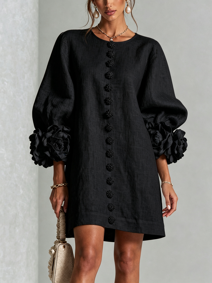 Imarie - Floral Cuff Mini Dress