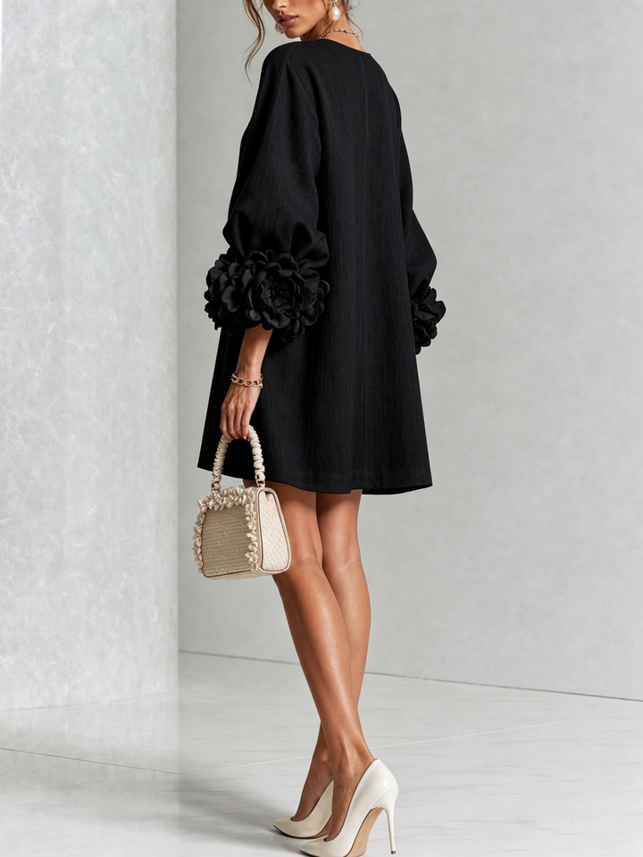 Imarie - Floral Cuff Mini Dress