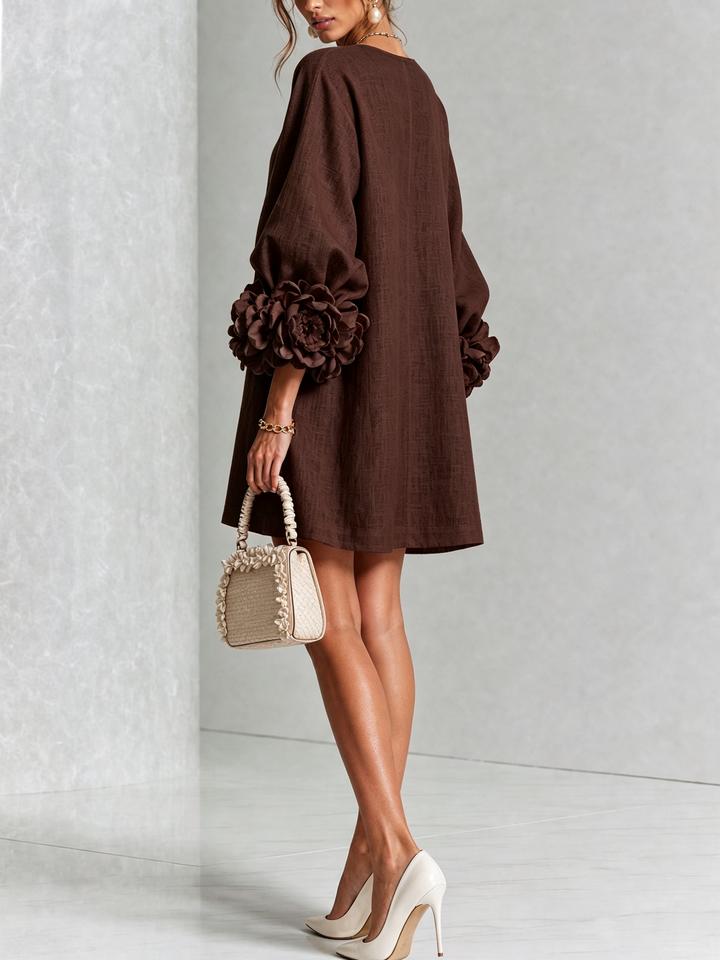 Imarie - Floral Cuff Mini Dress