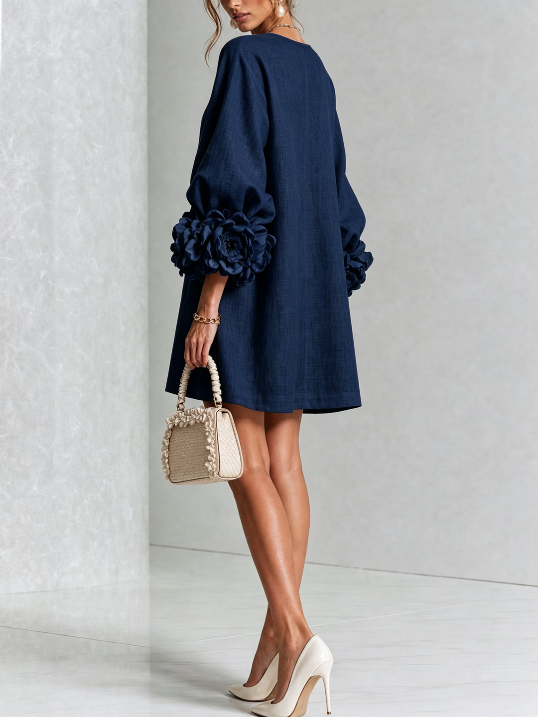 Imarie - Floral Cuff Mini Dress