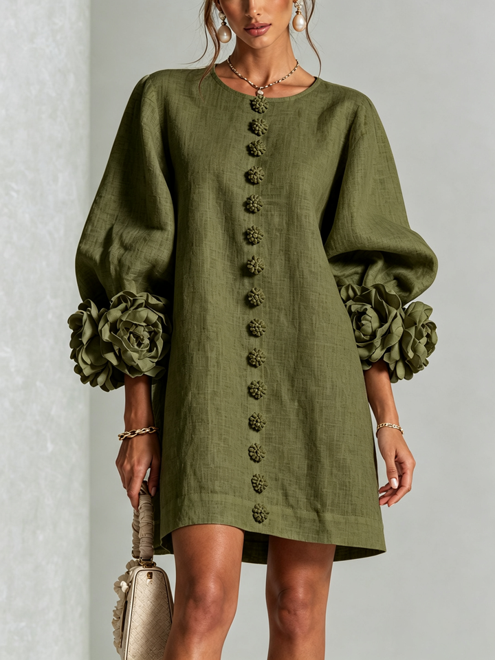 Imarie - Floral Cuff Mini Dress