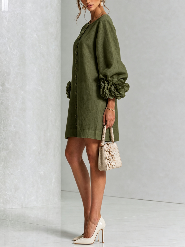 Imarie - Floral Cuff Mini Dress