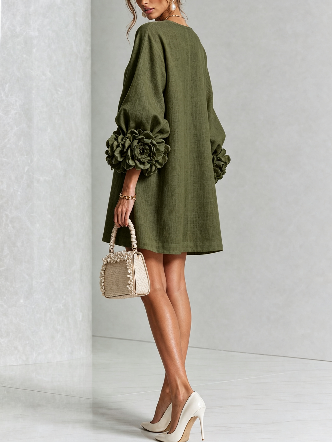 Imarie - Floral Cuff Mini Dress