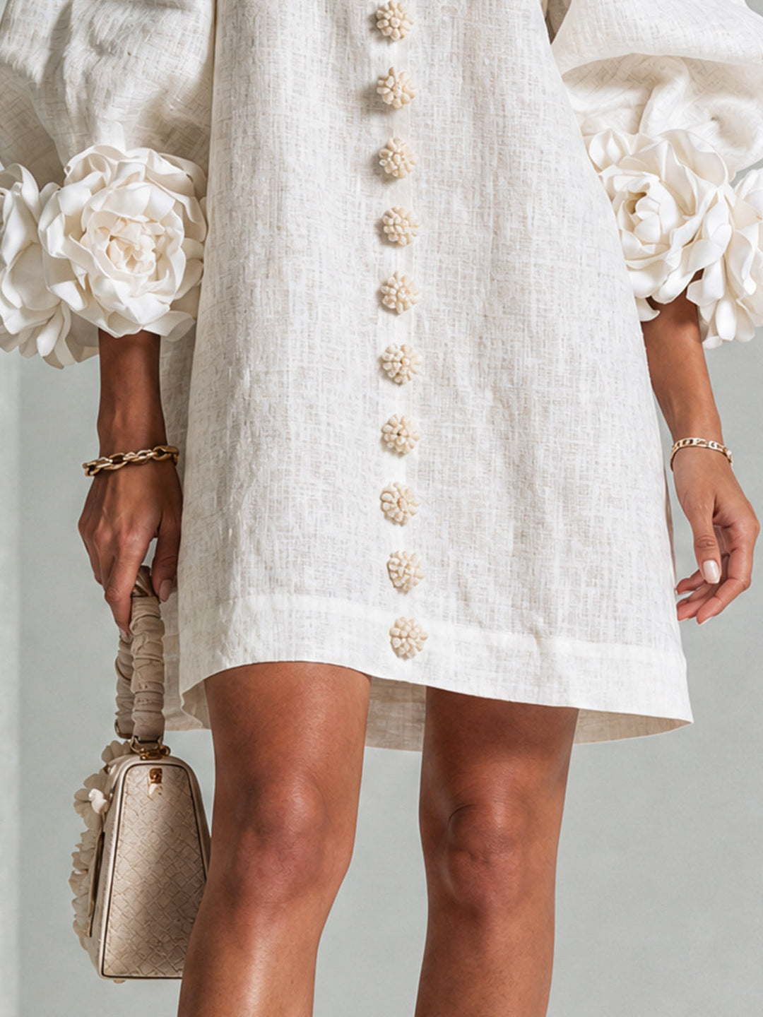 Imarie - Floral Cuff Mini Dress