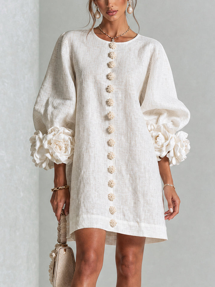 Imarie - Floral Cuff Mini Dress