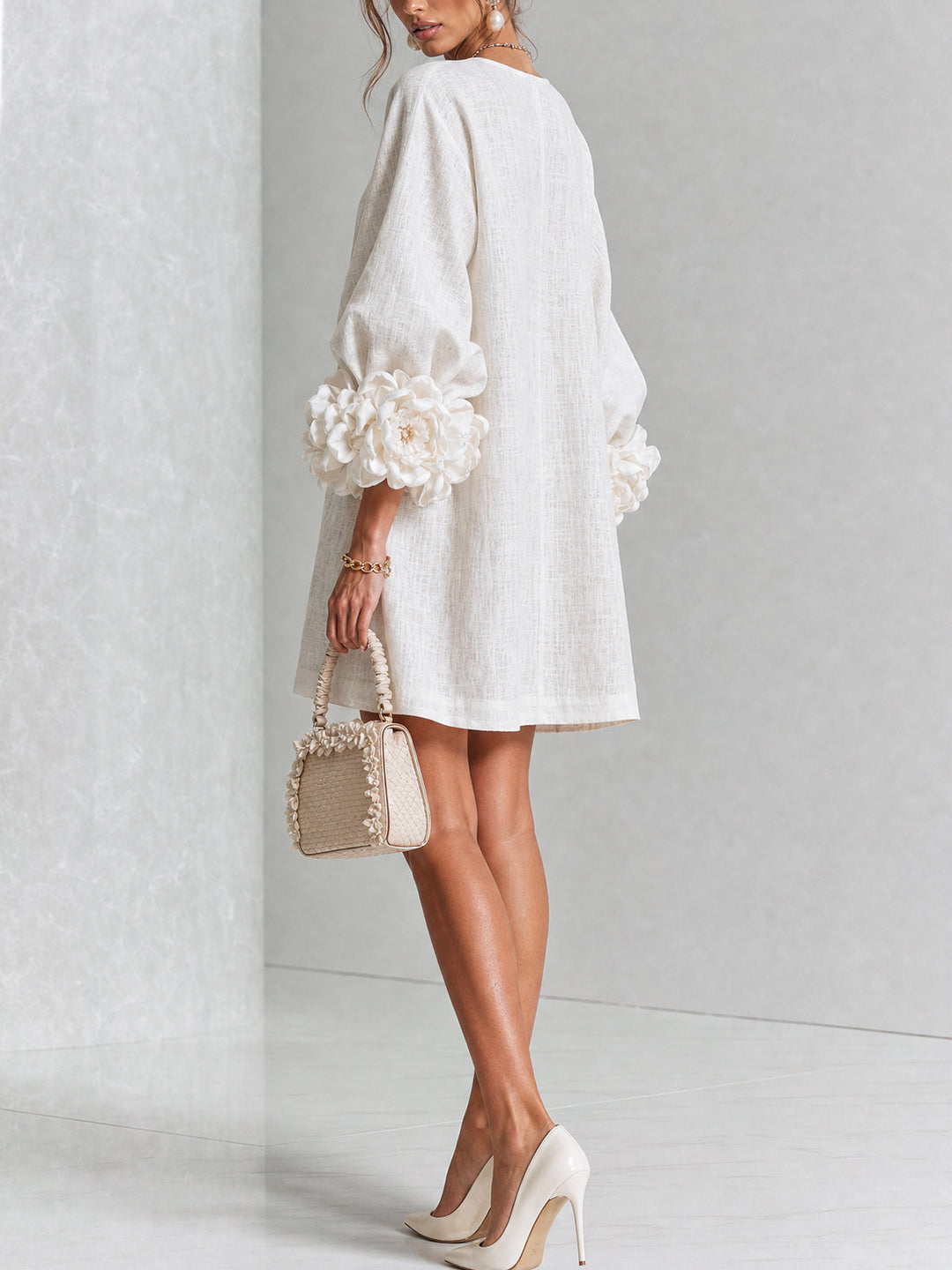 Imarie - Floral Cuff Mini Dress
