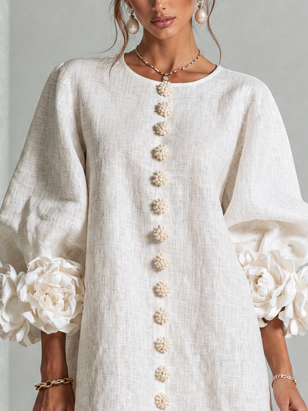 Imarie - Floral Cuff Mini Dress