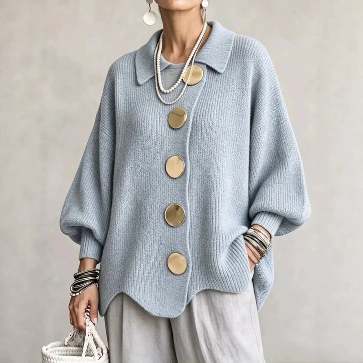 Karina - Oversized Collared Button Cardigan
