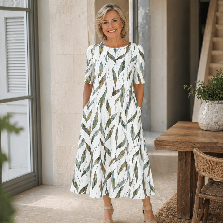 Ivy - Floral Midi Dress with Pockets