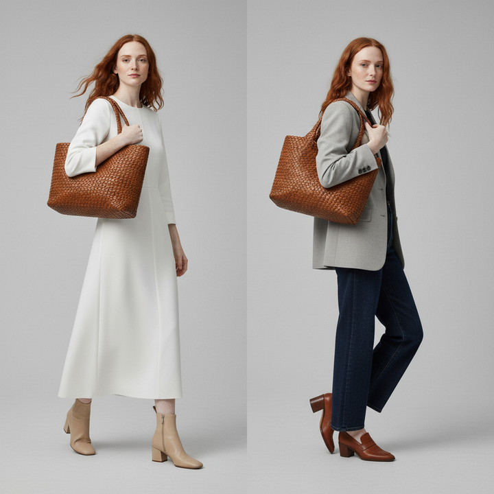 Rissa - Handwoven Leather Tote Bag