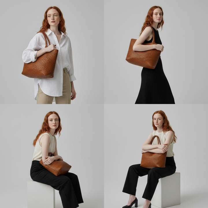 Rissa - Handwoven Leather Tote Bag