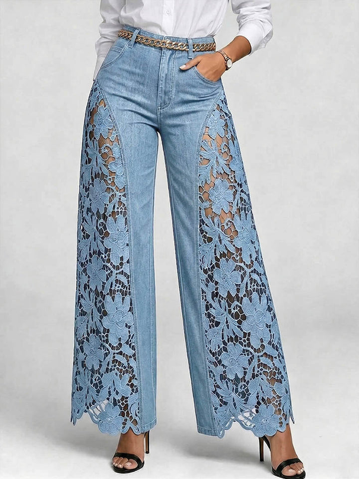 Michaela - Embroidered Wide-Leg Jeans