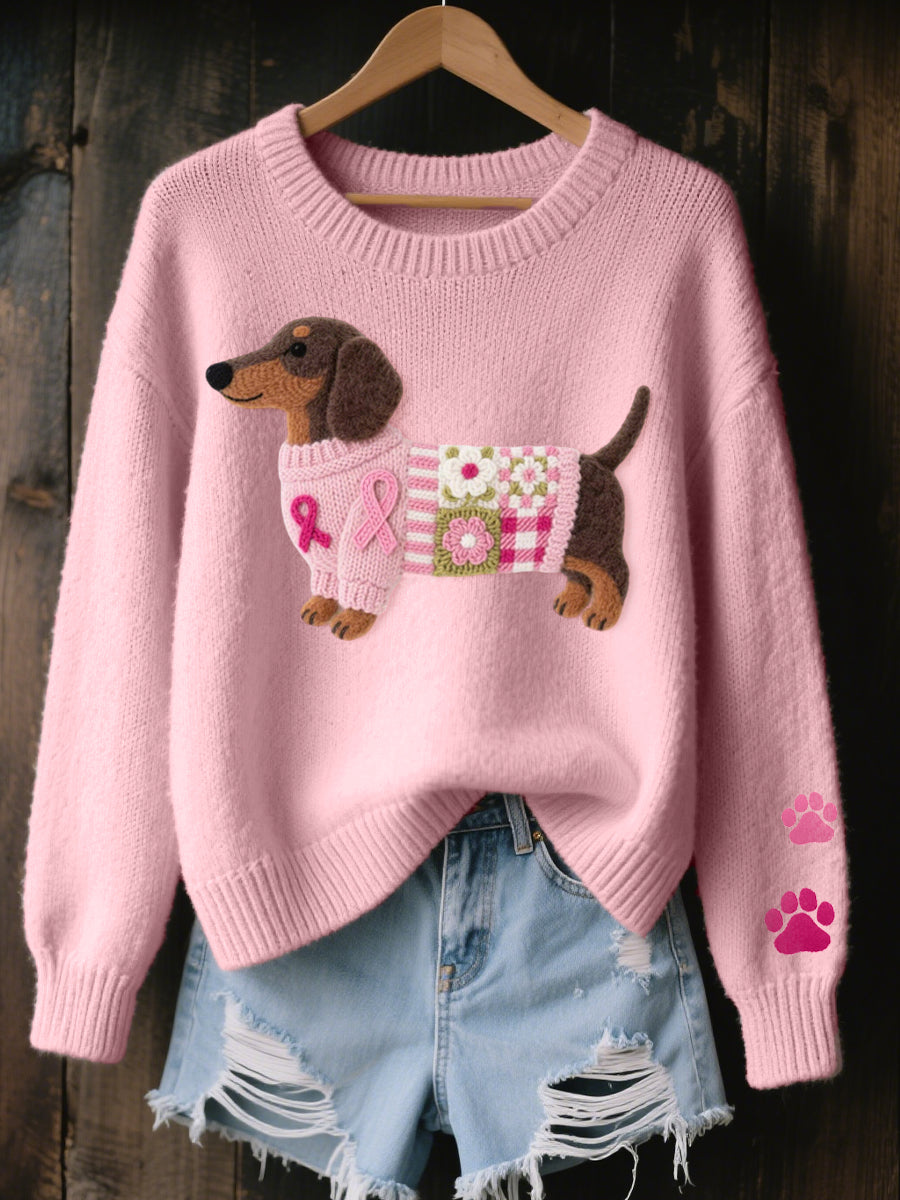 Emelia - Dachshund Pattern Knit Sweater