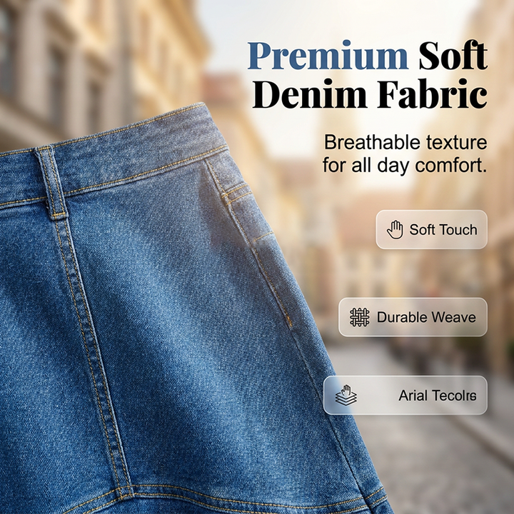 Sia - High Waist Denim Midi Skirt